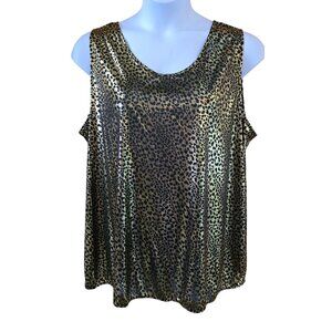 Jessica Michelle Gold  Leopard Print Sleeveless Top animal print mob wife glam
